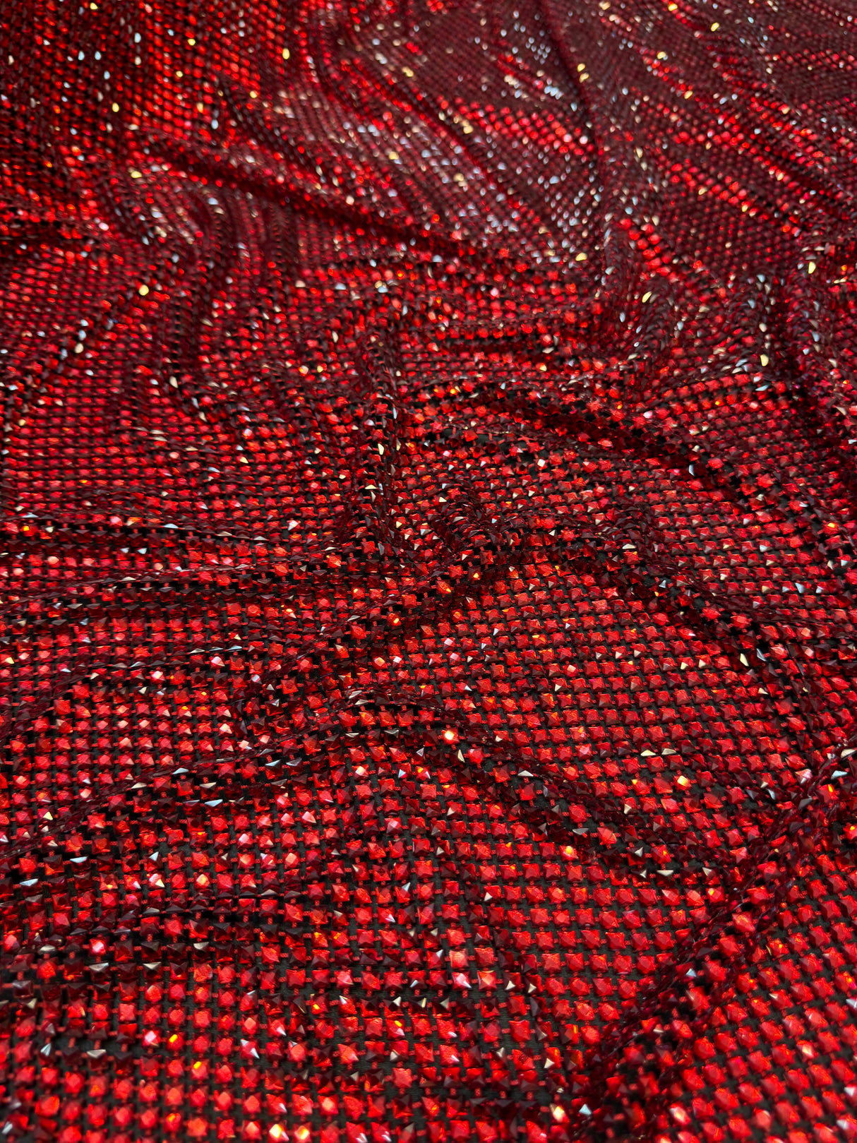 Luxury Rhinestone Mesh Red