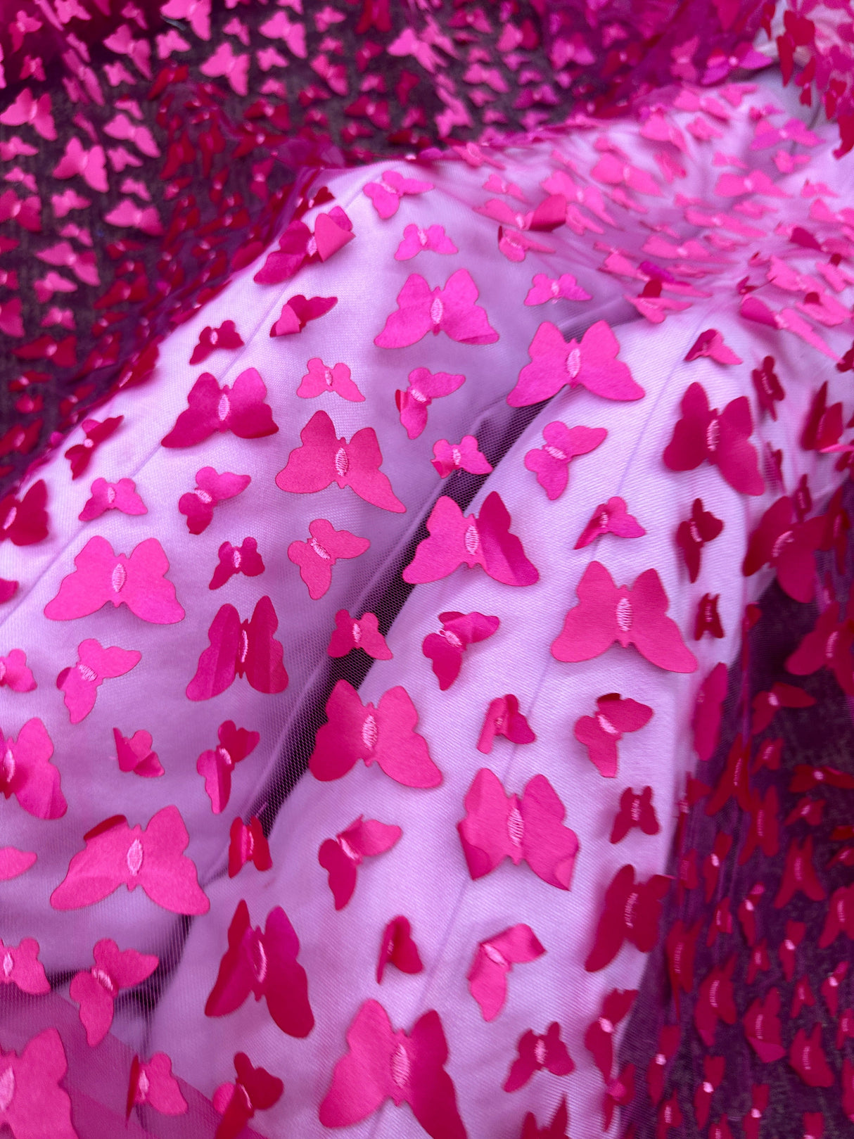 3D Butterfly Lace Hot Pink