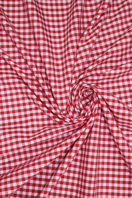 1/8 Red Gingham Checkered Poly Cotton Fabric - Red Gingham Checkered, 58/59" Width