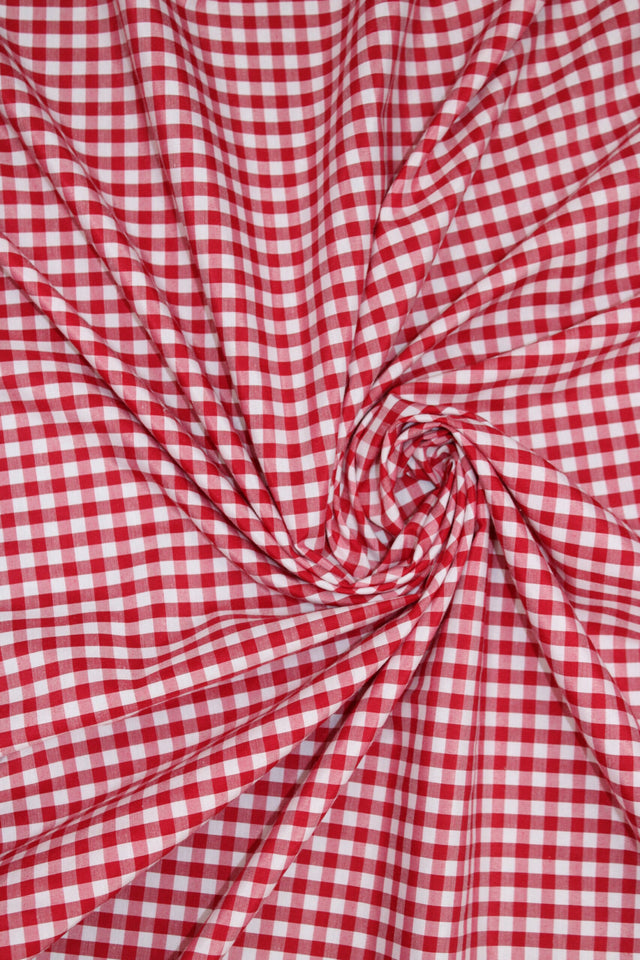 1/8 Red Gingham Checkered Poly Cotton Fabric - Red Gingham Checkered, 58/59" Width