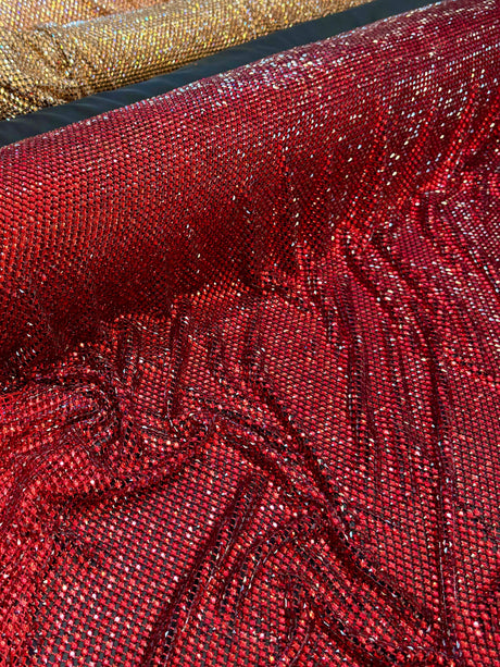 Luxury Rhinestone Mesh Red