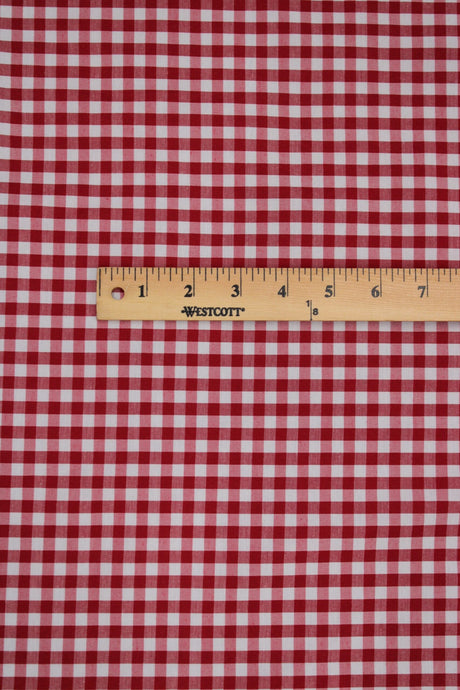 1/8 Red Gingham Checkered Poly Cotton Fabric - Red Gingham Checkered, 58/59" Width