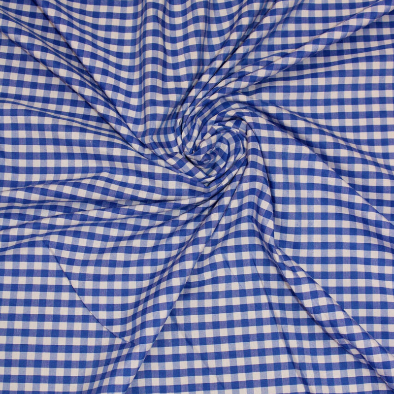 1/8 Royal Blue Gingham Checkered Poly Cotton Fabric - Royal Blue Gingham Checkered, 58/59" Width (1 Yard)