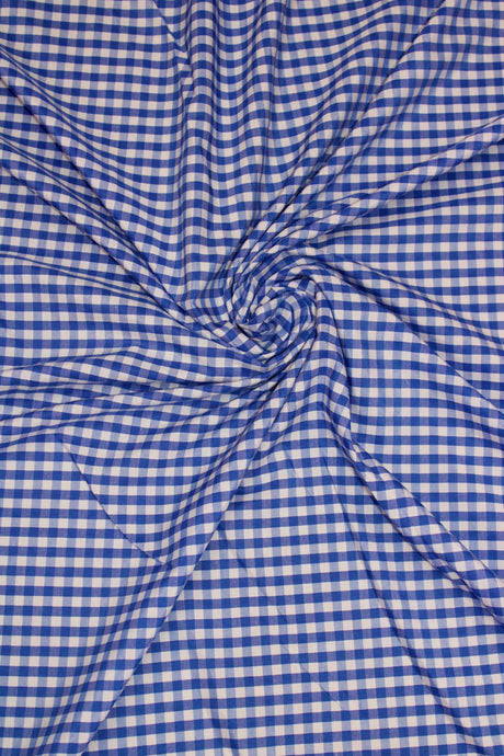 1/8 Royal Blue Gingham Checkered Poly Cotton Fabric - Royal Blue Gingham Checkered, 58/59" Width (1 Yard)
