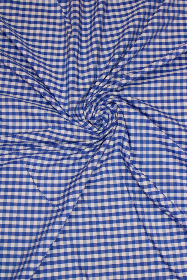 1/8 Royal Blue Gingham Checkered Poly Cotton Fabric - Royal Blue Gingham Checkered, 58/59" Width (1 Yard)