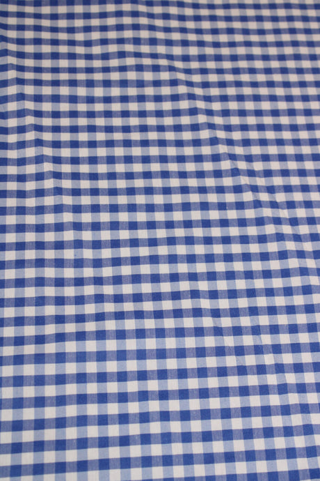 1/8 Royal Blue Gingham Checkered Poly Cotton Fabric - Royal Blue Gingham Checkered, 58/59" Width (1 Yard)