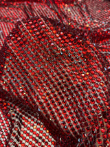 Luxury Rhinestone Mesh Red