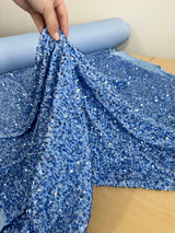 Sky Blue Sequin Velvet