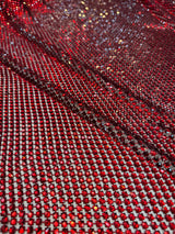 Luxury Rhinestone Mesh Red