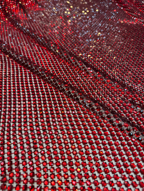 Luxury Rhinestone Mesh Red
