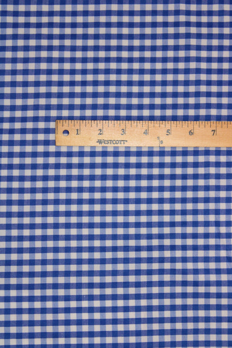 1/8 Royal Blue Gingham Checkered Poly Cotton Fabric - Royal Blue Gingham Checkered, 58/59" Width (1 Yard)