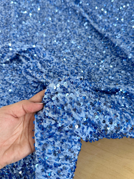 Sky Blue Sequin Velvet