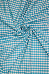 Turquoise Gingham Checkered Poly Cotton Fabric - Turquoise Gingham Checkered, 58/59" Width (1 Yard)