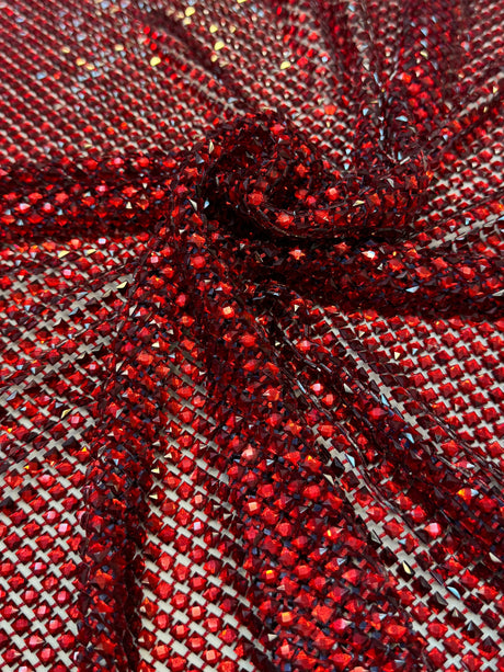 Luxury Rhinestone Mesh Red