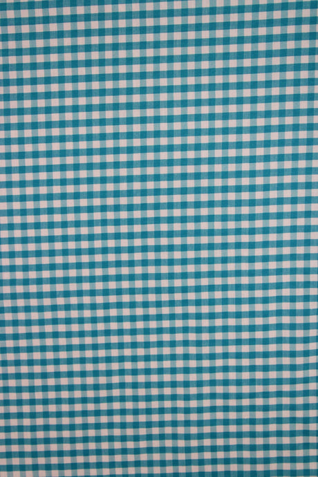 Turquoise Gingham Checkered Poly Cotton Fabric - Turquoise Gingham Checkered, 58/59" Width (1 Yard)