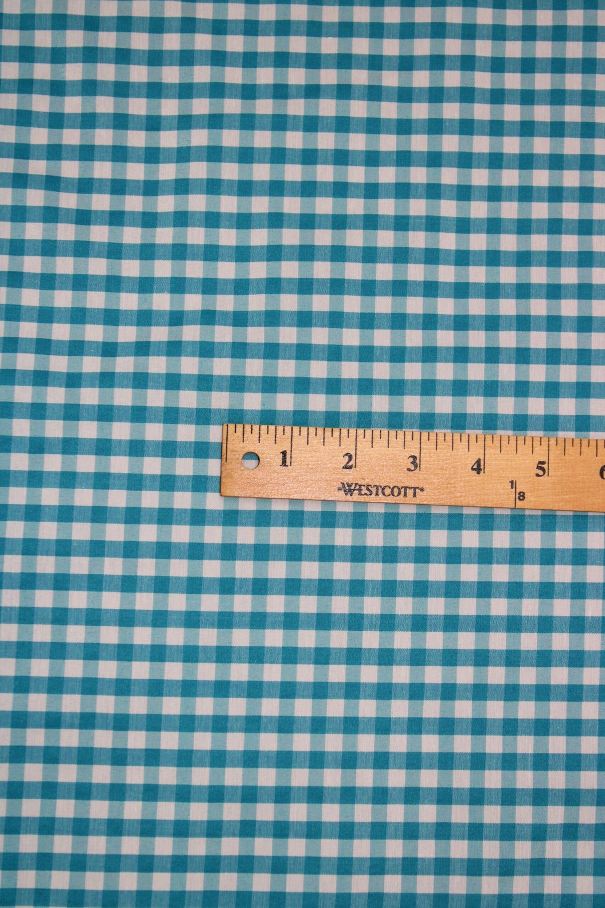 Turquoise Gingham Checkered Poly Cotton Fabric - Turquoise Gingham Checkered, 58/59" Width (1 Yard)