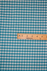 Turquoise Gingham Checkered Poly Cotton Fabric - Turquoise Gingham Checkered, 58/59" Width (1 Yard)