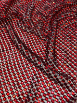 Luxury Rhinestone Mesh Red