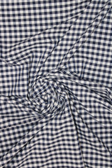 1/8 Navy Gingham Checkered Poly Cotton Fabric - Navy Gingham Checkered, 58/59" Width