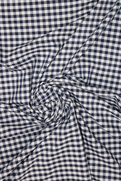 1/8 Navy Gingham Checkered Poly Cotton Fabric - Navy Gingham Checkered, 58/59" Width