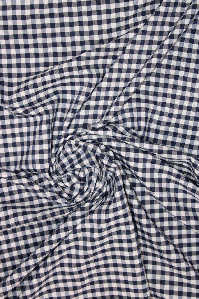 1/8 Navy Gingham Checkered Poly Cotton Fabric - Navy Gingham Checkered, 58/59" Width