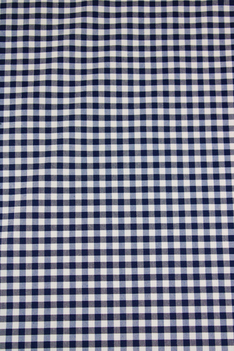 1/8 Navy Gingham Checkered Poly Cotton Fabric - Navy Gingham Checkered, 58/59" Width