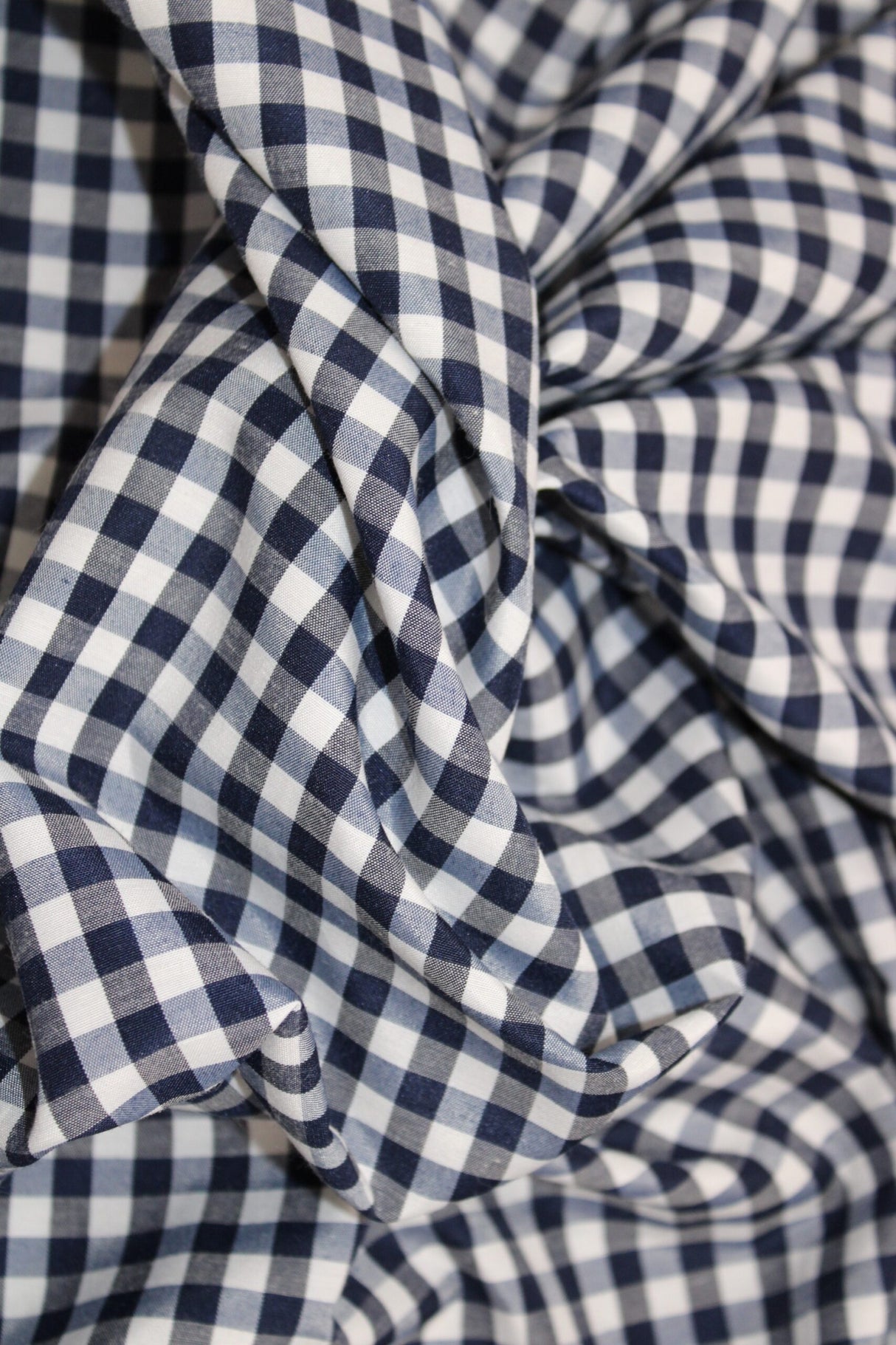 1/8 Navy Gingham Checkered Poly Cotton Fabric - Navy Gingham Checkered, 58/59" Width