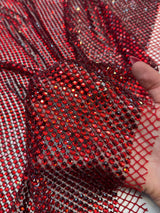 Luxury Rhinestone Mesh Red