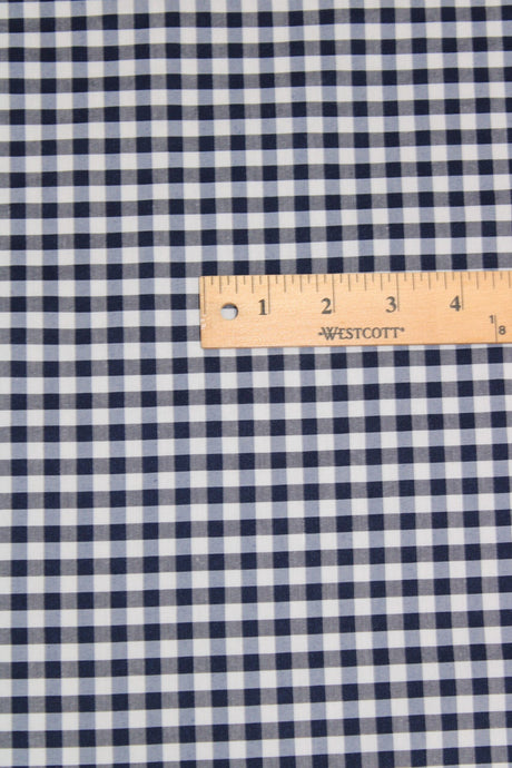 1/8 Navy Gingham Checkered Poly Cotton Fabric - Navy Gingham Checkered, 58/59" Width