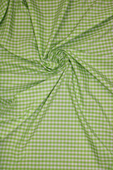 Lime Poly Cotton Gingham Fabric - 1/8" Checkered, 58/59" Width