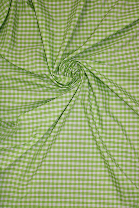 Lime Poly Cotton Gingham Fabric - 1/8" Checkered, 58/59" Width