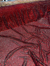 Luxury Rhinestone Mesh Red