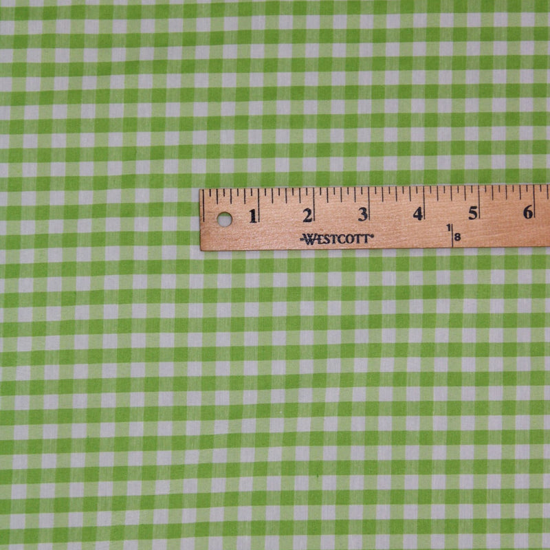 Lime Poly Cotton Gingham Fabric - 1/8" Checkered, 58/59" Width