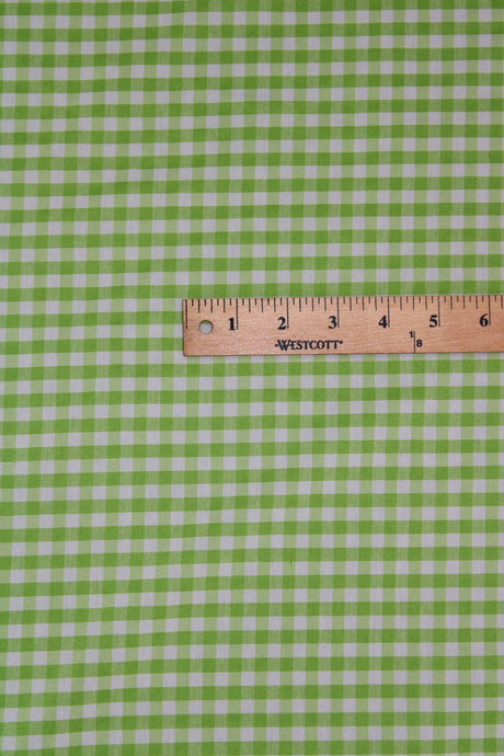 Lime Poly Cotton Gingham Fabric - 1/8" Checkered, 58/59" Width