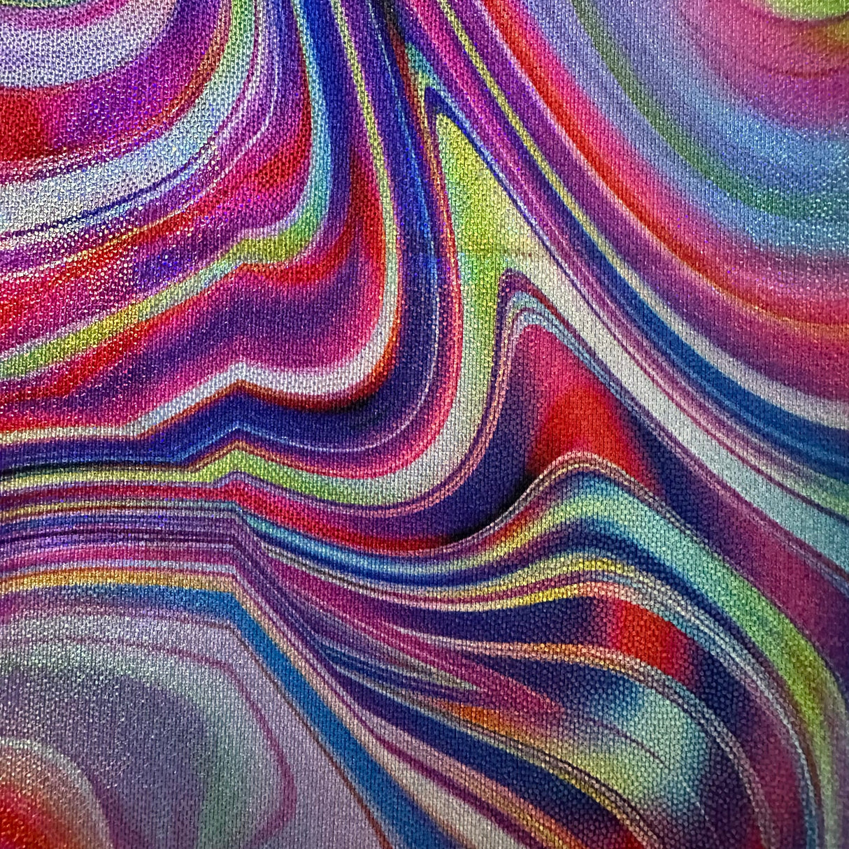 Polyester Spandex Volcano Abstract Rainbow Fabric 60"