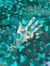3D Butterfly Lace Tulle Teal Blue