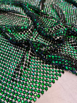 Luxury Rhinestone Mesh Emerald Green