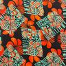 Hibiscus Geometric Floral Design Rayon Fabric - Red, Blue & Yellow, Orange, Purple, Gray, Orange & Pastel Blue, 45" Width (1 Yard)