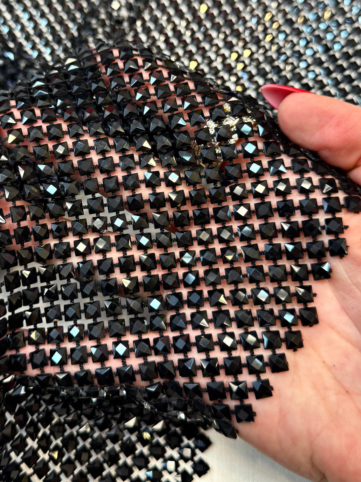 Black Luxury Rhinestone Mesh