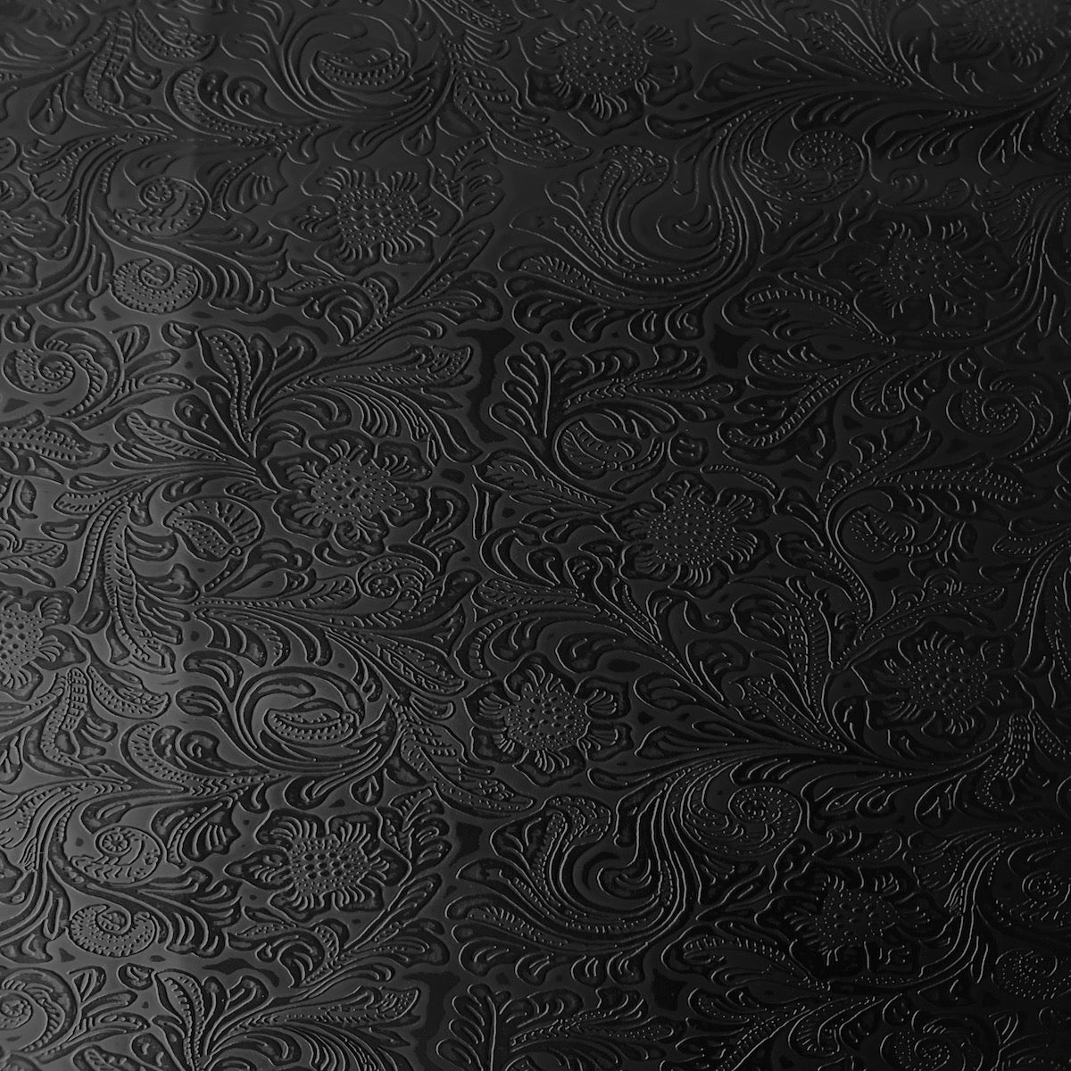 Western Floral PU Faux Leather Vinyl Fabric - Western Floral Pattern, 56" Width (1 Yard)