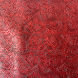 Western Floral PU Faux Leather Vinyl Fabric - Western Floral Pattern, 56" Width (1 Yard)