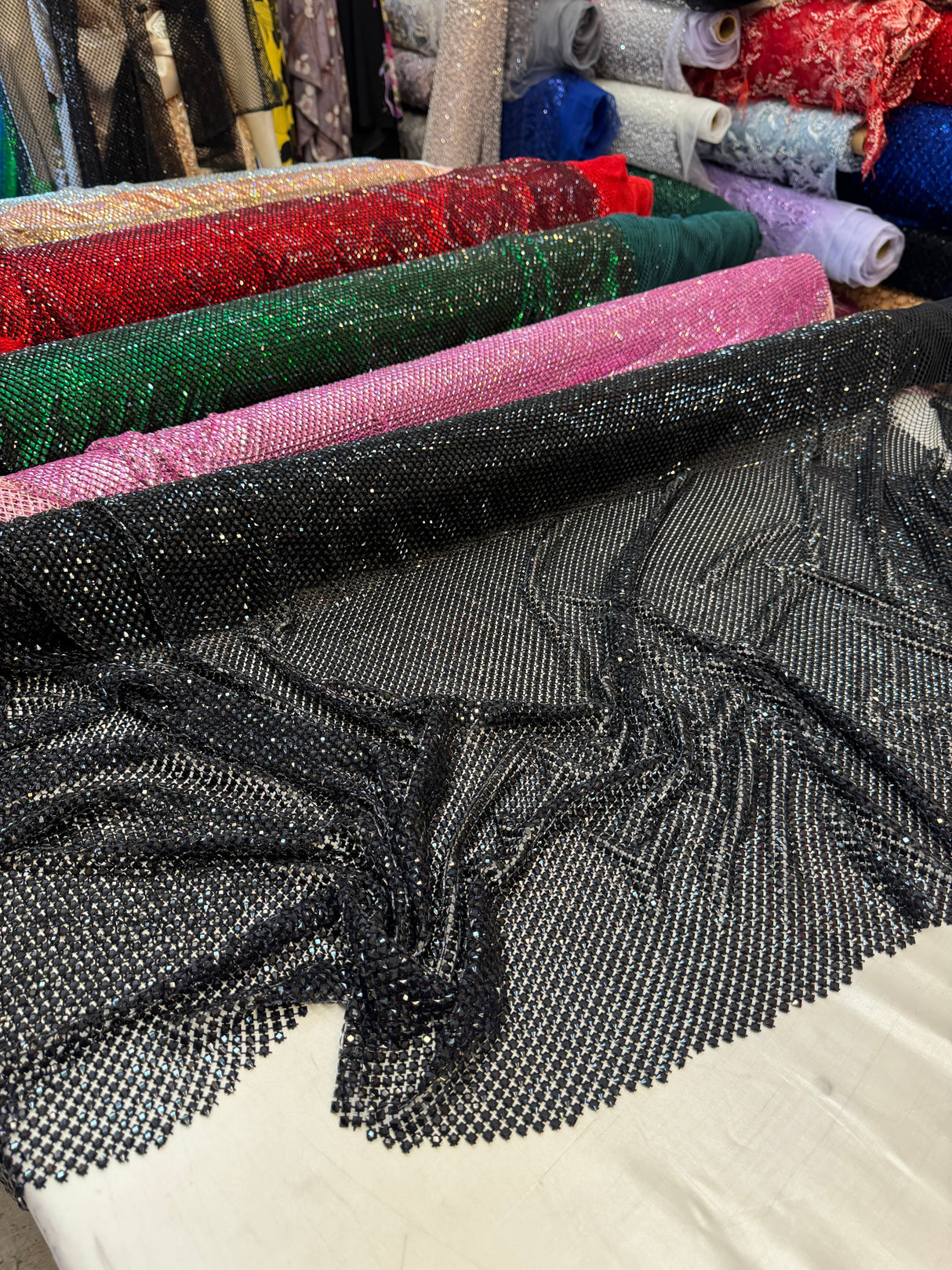 Black Luxury Rhinestone Mesh