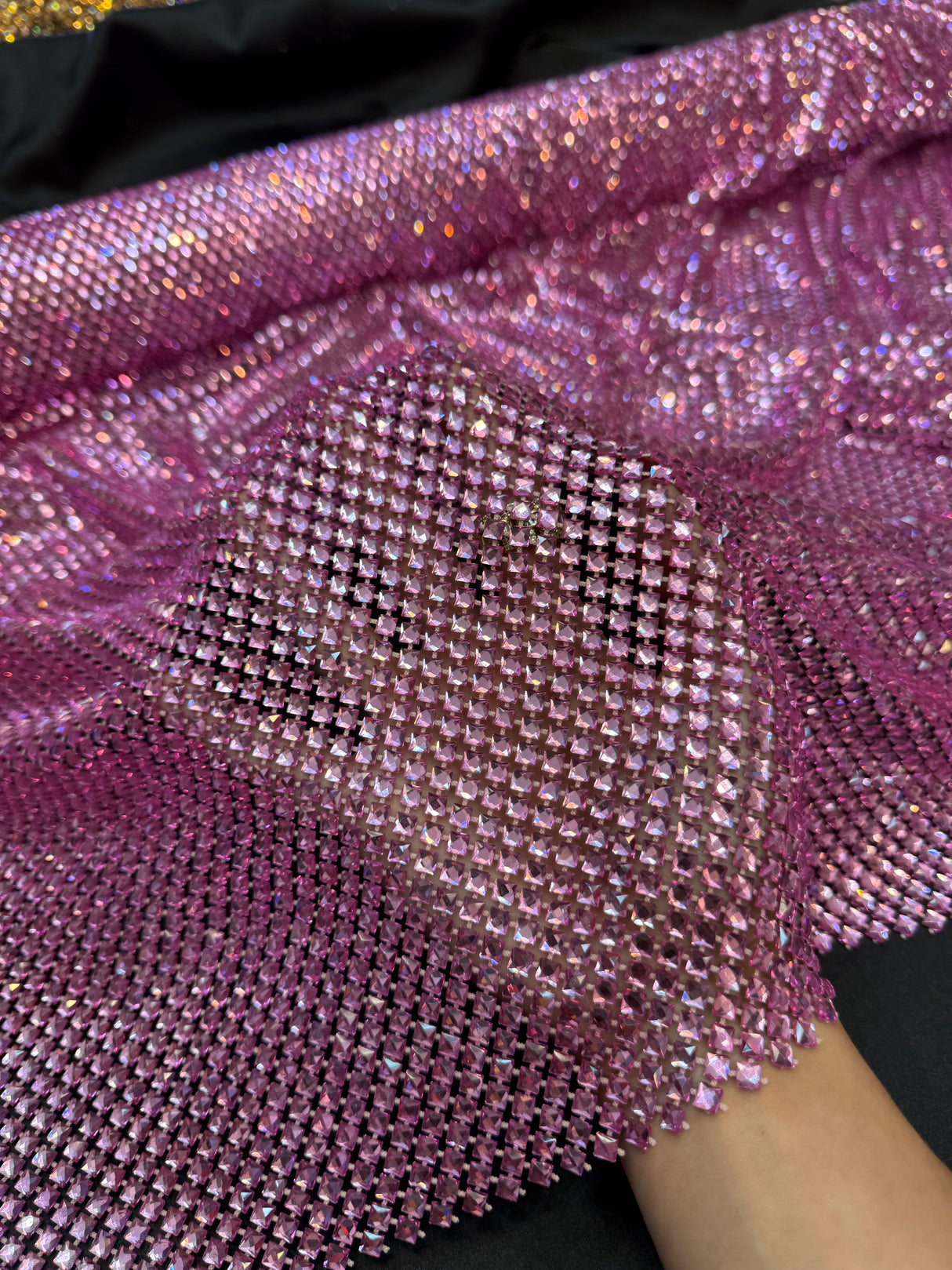 Rhinestone Mesh Pink