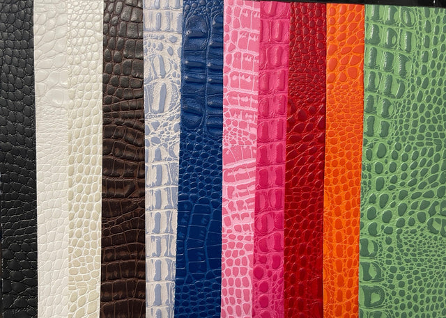 Black Aqualine Marine Crocodile Vinyl Fabric,
