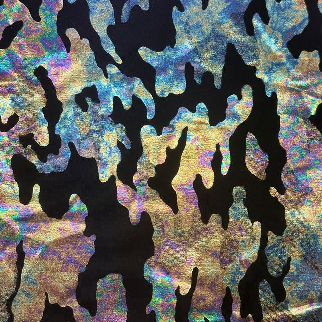 Polyester Spandex Camouflage Fabric 4-Way Stretch Black 60"