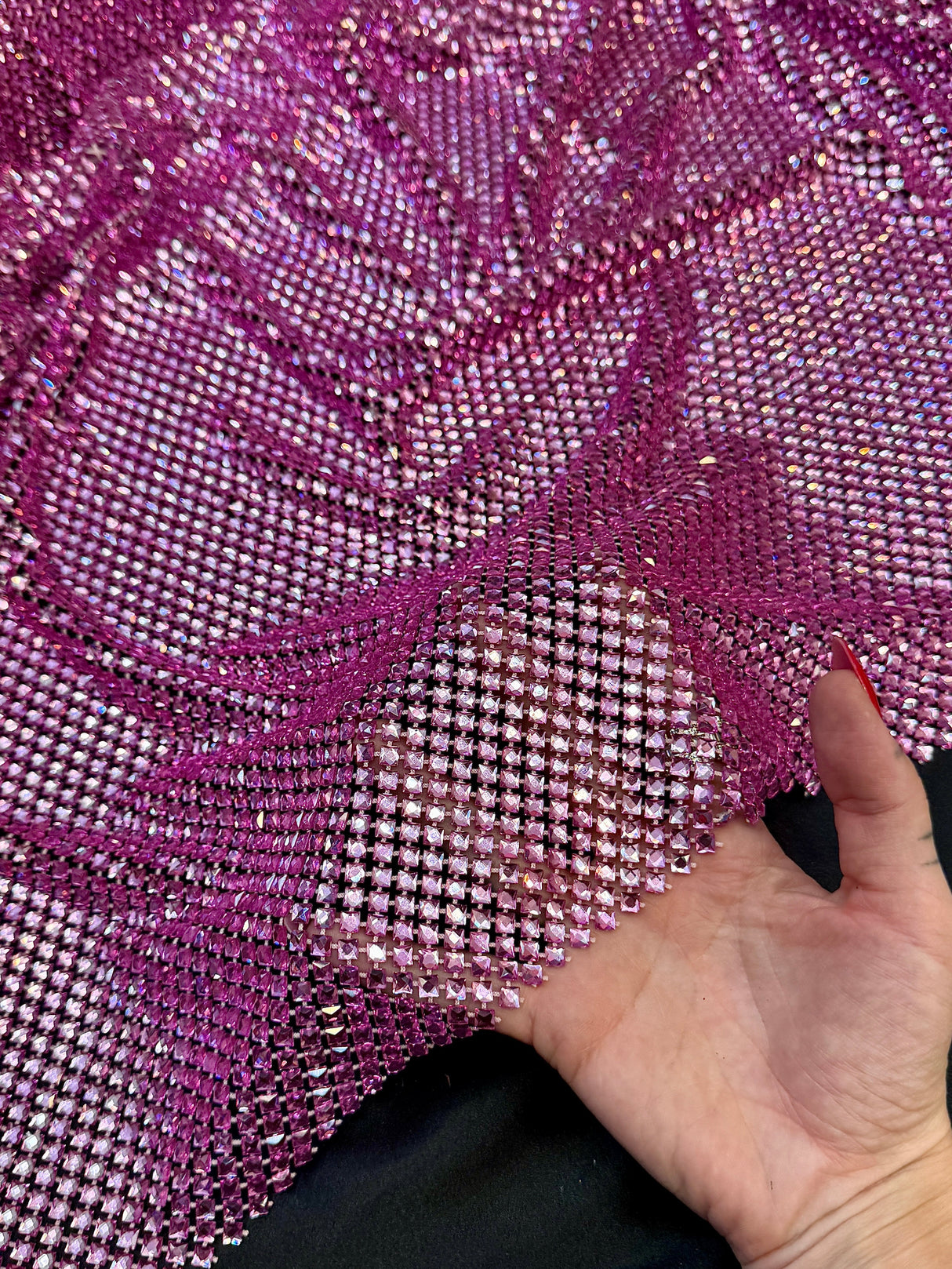 Rhinestone Mesh Pink