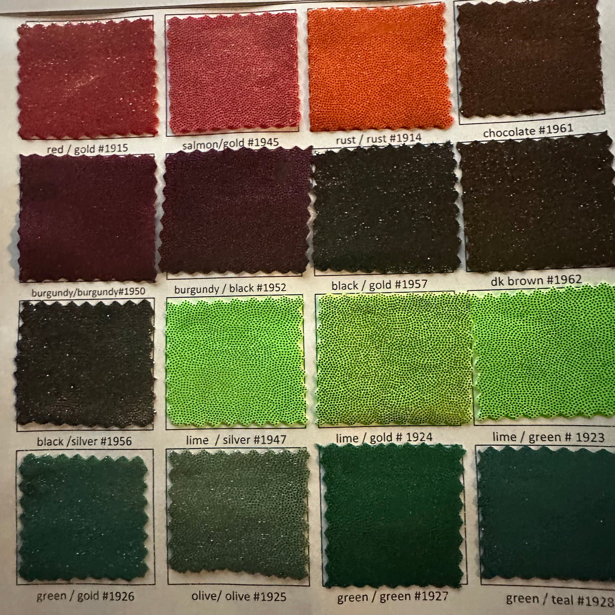 Foggy Foil Fabric Color Card