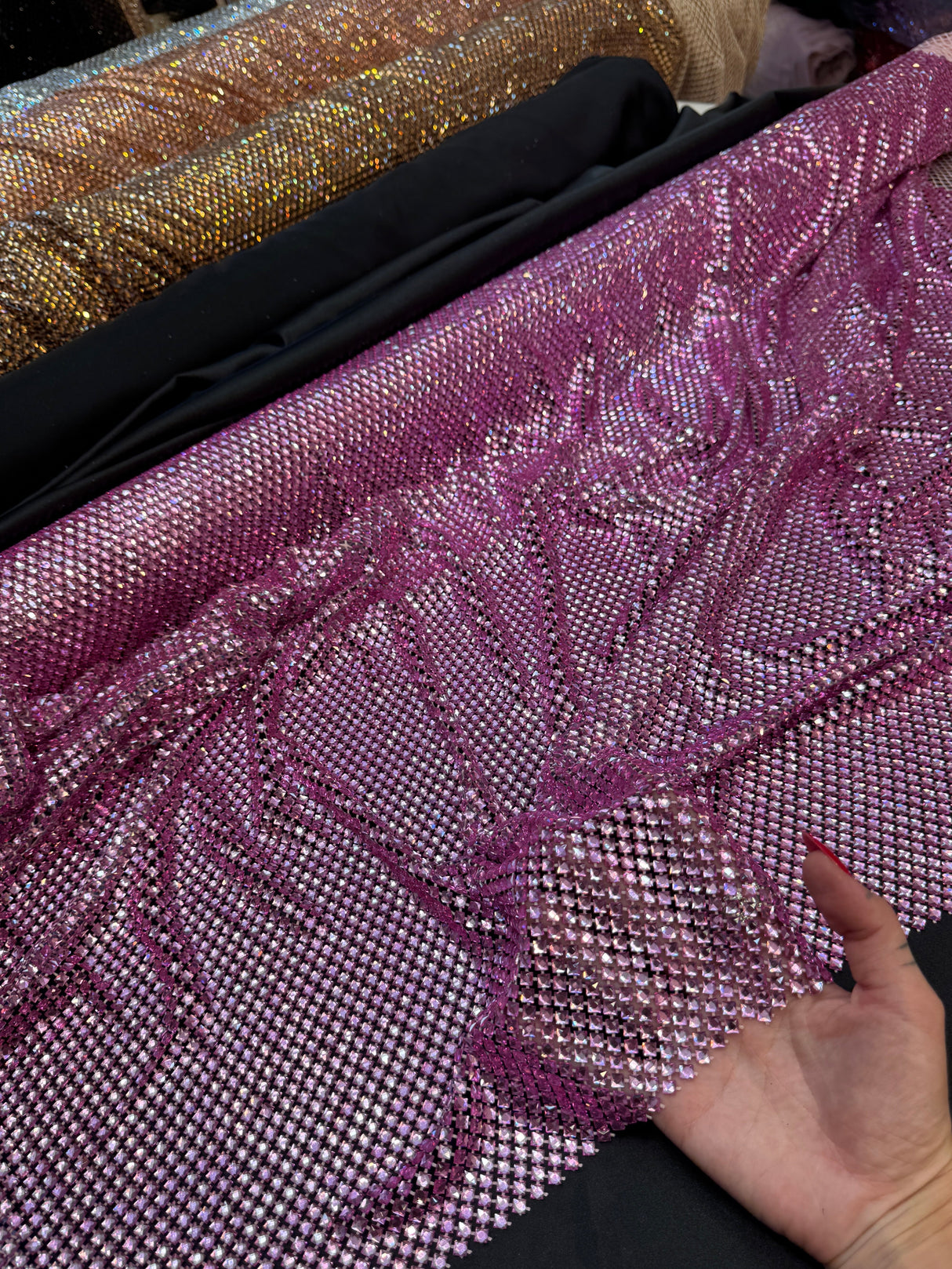 Rhinestone Mesh Pink