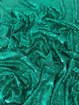 Stretch Sequin on Mesh Teal Green