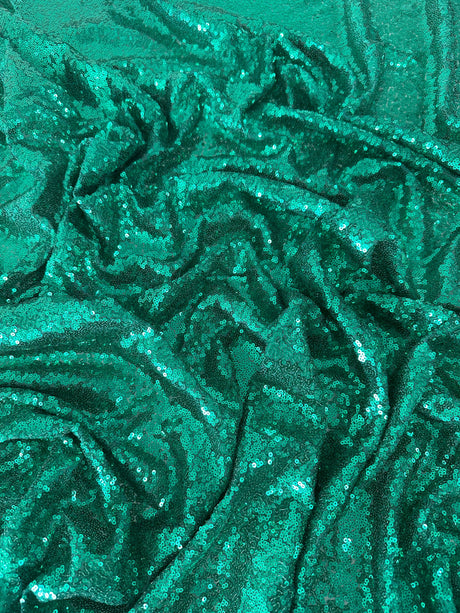 Stretch Sequin on Mesh Teal Green